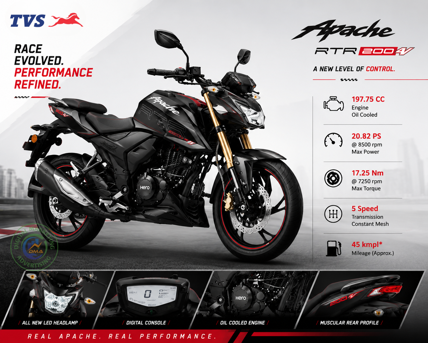 APACHE  200 4V PL 2CH USD+TFT
